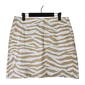 LOFT Women's Skirt Zebra‎ Print White Tan Mini Casual Size 8